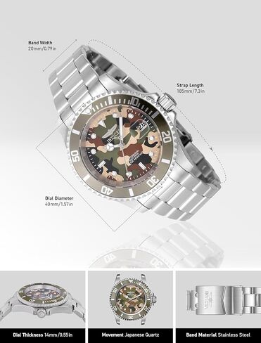 Invicta Pro Diver Men 40mm Stainless Steel Steel Green+Beige+Camouflage dial PC32 Quartz in Saudi Arabia