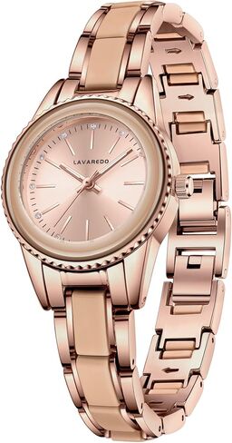 ساعة سوار نسائية من الفولاذ المقاوم للصدأ بلونين، ساعات نسائية بمينا بسيط، ساعة يد تناظرية أنيقة للنساء in Kuwait