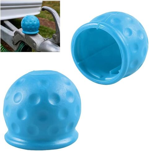 2 Inch Trailer Ball Cover, 2PCS Dustproof Rubber Camper Tow Hitch Ball Protective Cap, Waterproof Towing Sleeve Replacement Accessories, Universal for RVs Trucks Trailers (Black) in Saudi Arabia