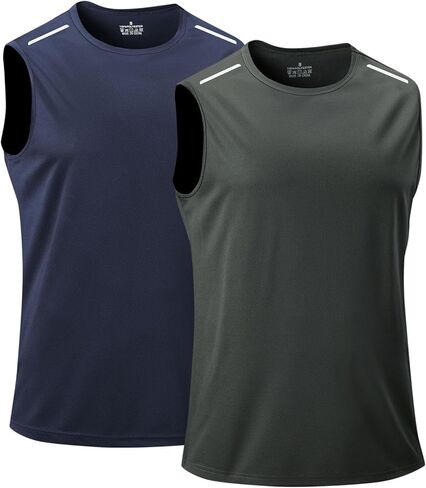 2 Pack Men’s Sleeveless Shirts Muscle Shirts Quick Dry Tank Tops Sun Protection UPF 50+ for Athletic Gym Workout in Saudi Arabia