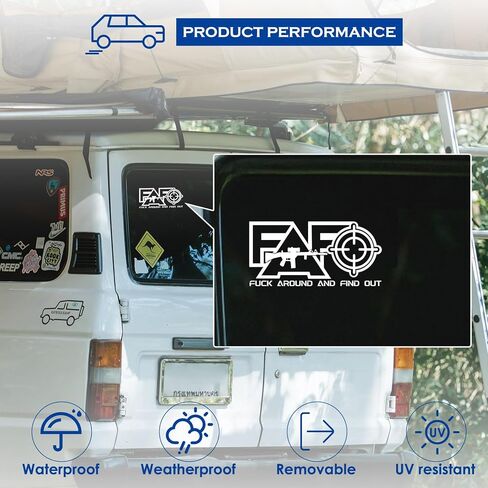 Aolamegs 3pcs Fuck Around and Find out Funny Car Stickers - FAFO Fuck Around Find out Warning Vinyl Sticker for Laptop/Truck/Window/Bumper, Protected by F Around and Find out Offensive Transfer Decals in Saudi Arabia