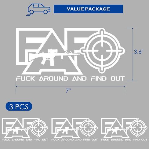 Aolamegs 3pcs Fuck Around and Find out Funny Car Stickers - FAFO Fuck Around Find out Warning Vinyl Sticker for Laptop/Truck/Window/Bumper, Protected by F Around and Find out Offensive Transfer Decals in Saudi Arabia