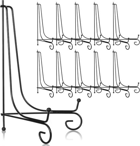 MAQUITA 10 Pack Iron Display Stands 10 Inches Plate Picture Stands for Display Black Metal Foldable Easel Stand Decorative for Frame Book Card Artwork Book Collection Foldable Easel Stand Decorative in Saudi Arabia