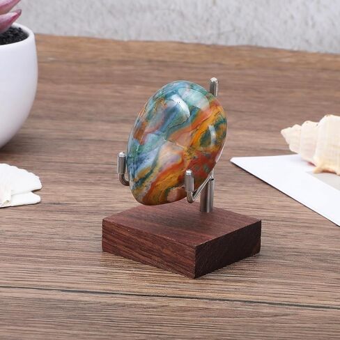 Wood Display Stand with Adjustable Metal Arms Gold Decorative Plate Stand Easel Holder Small Rock Crystal Collectibles Holder for Displaying Picture Mineral Fossil Coral in Saudi Arabia