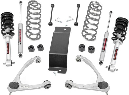 طقم رفع Rough Country 3.5 بوصة مع دعامات N3 وصدمات N3 لسيارات Chevy Avalanche وTahoe وSuburban وGMC Yukon 1500 (2007-2020) - أذرع تحكم من الألومنيوم، إطارات تصل إلى 32 بوصة in Saudi Arabia