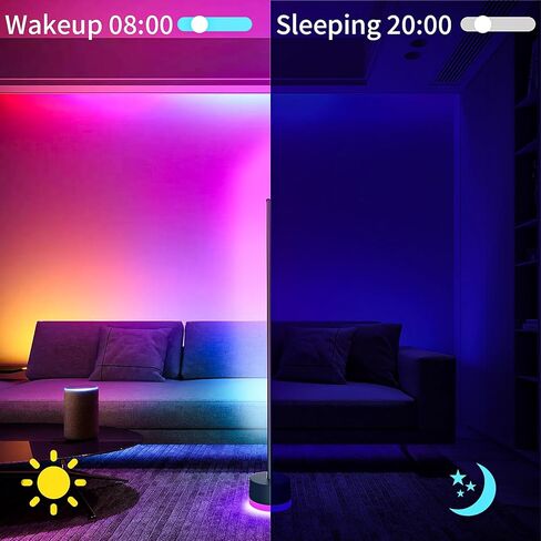 مصباح أرضي LED من KSIPZE، مصابيح أرضية زاوية RGB+IC مع جهاز تحكم عن بعد، زر، التحكم في التطبيق 16 مليون لون، 200+ مشهد، مزامنة الموسيقى، مصباح زاوية LED ذكي DIY لغرفة النوم in Saudi Arabia