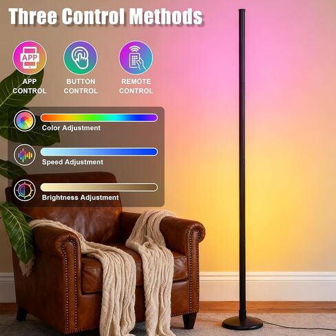 Led Corner Lamp – Bonus RGB TV Backlight – RGBIC Corner Floor Lamp with 16M+ Colors, 300+ Effects, Music Sync, 5V/2A Adapter, Perfect Ambient Lighting for Living Room, Bedroom & Gaming Setup in Saudi Arabia