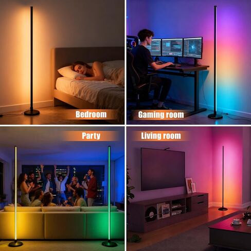 Led Corner Lamp – Bonus RGB TV Backlight – RGBIC Corner Floor Lamp with 16M+ Colors, 300+ Effects, Music Sync, 5V/2A Adapter, Perfect Ambient Lighting for Living Room, Bedroom & Gaming Setup in Saudi Arabia