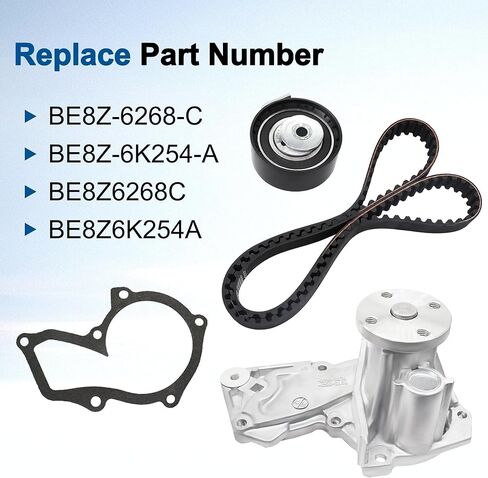 Engine Timing Belt Kit with Water Pump Fit for Ford Escape 2013-2016,for Fiesta 2011-2019,for Fusion 2013-2014,for Transit Connect 2014-2016, 1.6L L4,Replace BE8Z-6268-C BE8Z-6K254-A in Saudi Arabia