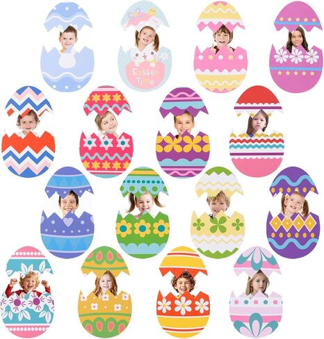 FOBSME 96 Pcs Paper Easter Egg Cutouts Colorful Easter Egg Bulletin Board Decorations 3 Size DIY Eggs Paper Cutouts with Glue Points for Photo Crafts Spring Holiday Classroom Party Decor,16 Styles in Saudi Arabia