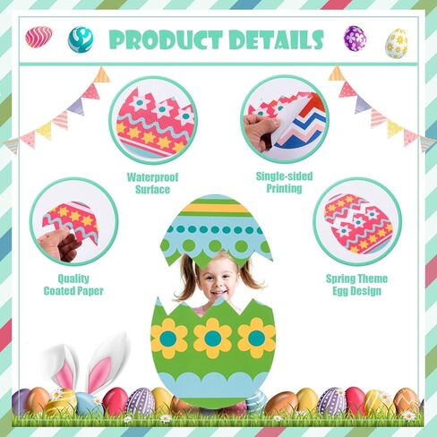 FOBSME 96 Pcs Paper Easter Egg Cutouts Colorful Easter Egg Bulletin Board Decorations 3 Size DIY Eggs Paper Cutouts with Glue Points for Photo Crafts Spring Holiday Classroom Party Decor,16 Styles in Saudi Arabia