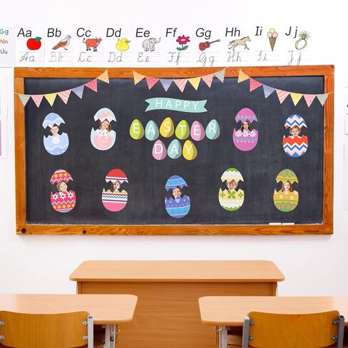 FOBSME 96 Pcs Paper Easter Egg Cutouts Colorful Easter Egg Bulletin Board Decorations 3 Size DIY Eggs Paper Cutouts with Glue Points for Photo Crafts Spring Holiday Classroom Party Decor,16 Styles in Saudi Arabia