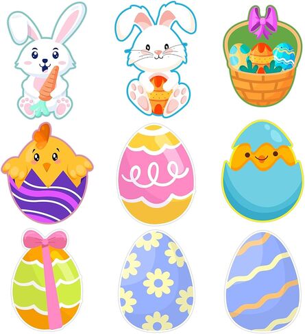 45 PCS Easter Cutouts for Bulletin Board Decorations, Easter Egg Bunny Chick Paper Cutouts for Holiday Springtime Party Home Office School Classroom Wall Bulletin Board Decorations in Saudi Arabia