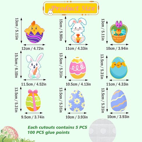 45 PCS Easter Cutouts for Bulletin Board Decorations, Easter Egg Bunny Chick Paper Cutouts for Holiday Springtime Party Home Office School Classroom Wall Bulletin Board Decorations in Saudi Arabia