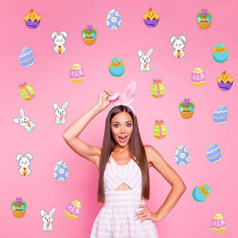 45 PCS Easter Cutouts for Bulletin Board Decorations, Easter Egg Bunny Chick Paper Cutouts for Holiday Springtime Party Home Office School Classroom Wall Bulletin Board Decorations in Saudi Arabia