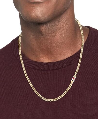 Tommy Hilfiger Men's Jewelry, Stainless Steel Necklace, Chain with Magnetic Clasp and Enamel Stripe Detail, Ideal for Layering, Fashion Accessory, Gift for Him in Saudi Arabia