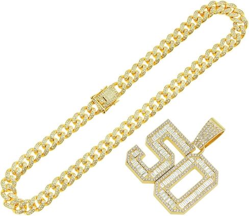 الرجال الهيب هوب حجر الراين رقم 50 لاعب كرة السلة قلادة قلادة روك مغني الراب المجوهرات، القوطية الشرير الصخرة مثلج خارج الذهب محظوظ رقم 50 كرة السلة الرياضية رياضي الكوبي سلسلة الارتباط للرجال in Kuwait