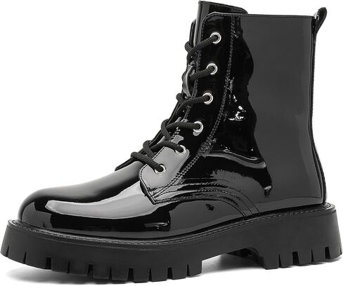 Men's Casual Motorcycle Boots, Leather Black Combat Boots Zipper Fashion in Saudi Arabia