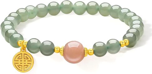 Sterling Silver Beaded Bracelet Crystal Stretch Bracelets Natural Jasper Beads Bangle Healing Sunstone Charm Adjustable Elastic Cuff Protection Jewelry Stackable Good Luck Gifts for Women J1911622 in Saudi Arabia