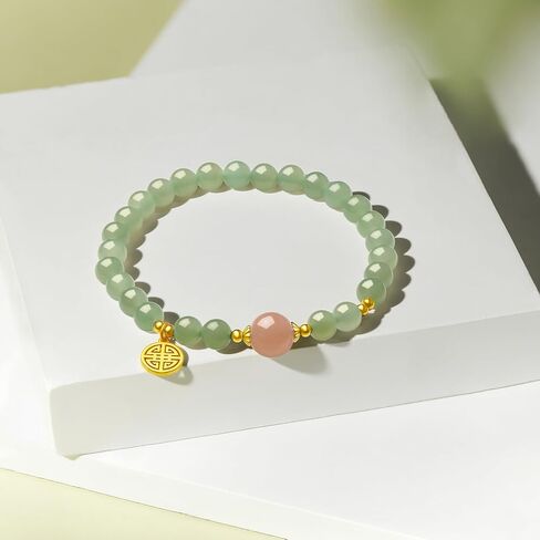 Sterling Silver Beaded Bracelet Crystal Stretch Bracelets Natural Jasper Beads Bangle Healing Sunstone Charm Adjustable Elastic Cuff Protection Jewelry Stackable Good Luck Gifts for Women J1911622 in Saudi Arabia