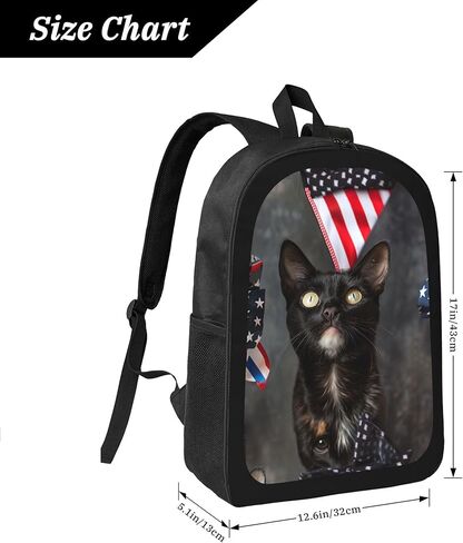 The Cat Wearing American Patriotic Backpack Game Bags Laptop Shoulder Bags Bookbag 17 Inch Large Travel Backpacks For Men Women in Saudi Arabia
