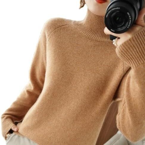 Women's Soft Turtleneck Pullover - Fitted Long Sleeve Thermal Knit Base Top in Saudi Arabia
