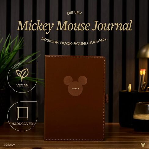 مجلة Happy Planner Disney Mickey Dot-Grid للمكتب أو المدرسة أو اليوميات، دفتر ملاحظات من الجلد النباتي، مقاس A5، 80 صفحة، إسبرسو in Kuwait