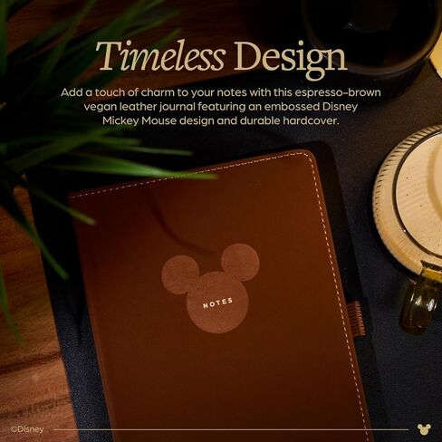 مجلة Happy Planner Disney Mickey Dot-Grid للمكتب أو المدرسة أو اليوميات، دفتر ملاحظات من الجلد النباتي، مقاس A5، 80 صفحة، إسبرسو in Kuwait