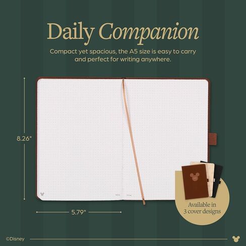 مجلة Happy Planner Disney Mickey Dot-Grid للمكتب أو المدرسة أو اليوميات، دفتر ملاحظات من الجلد النباتي، مقاس A5، 80 صفحة، إسبرسو in Kuwait