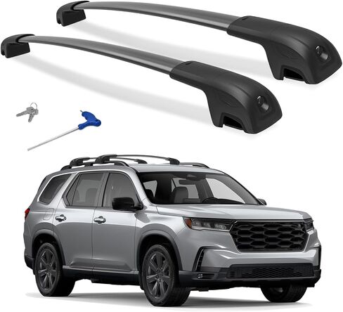 قضبان متقاطعة لرف السقف بوزن 300 رطل متوافقة مع Honda Pilot 2016-2022 مع قضبان متدفقة مع قفل من الألومنيوم لحامل البضائع على السطح وأمتعة قوارب الكاياك والدراجة على الجليد in Kuwait