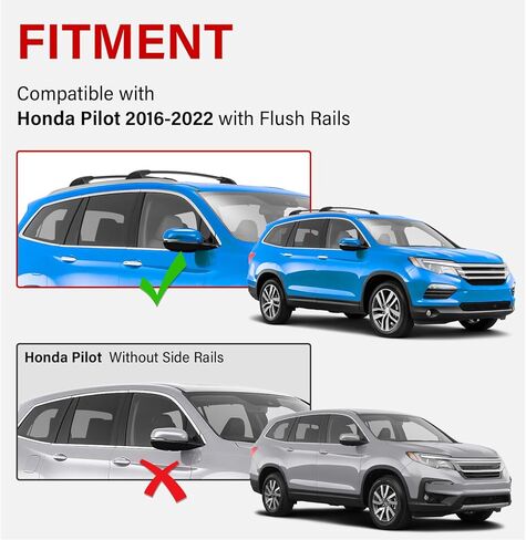 300lbs Roof Rack Cross Bars Compatible with Honda Pilot 2016-2022 with Flush Rails with Lock Aluminum Cross Bar for Rooftop Cargo Carrier Luggage Kayak Canoe Bike Snowboard in Kuwait