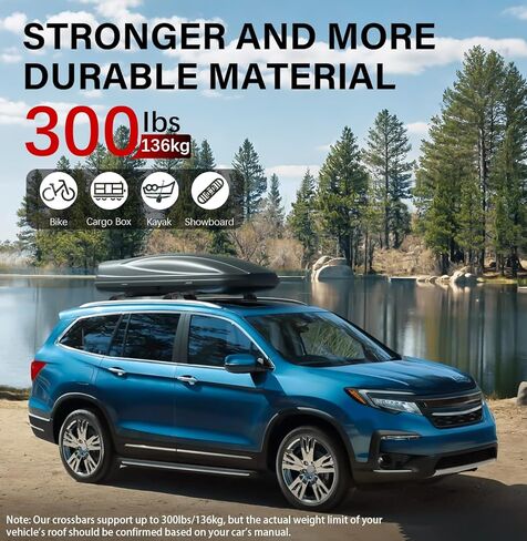 300lbs Roof Rack Cross Bars Compatible with Honda Pilot 2016-2022 with Flush Rails with Lock Aluminum Cross Bar for Rooftop Cargo Carrier Luggage Kayak Canoe Bike Snowboard in Kuwait