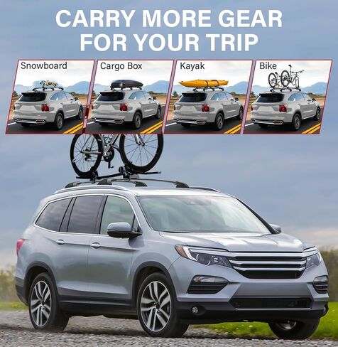 300lbs Roof Rack Cross Bars Compatible with Honda Pilot 2016-2022 with Flush Rails with Lock Aluminum Cross Bar for Rooftop Cargo Carrier Luggage Kayak Canoe Bike Snowboard in Kuwait