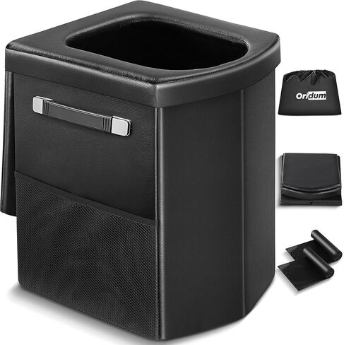 Portable Toilet for Adults, Foldable Camping Toilet with Soft & Comfortable Leather Seat,Hold Up to 400lbs, Height 16.5in for Camping, Car/Road-Tripping in Saudi Arabia