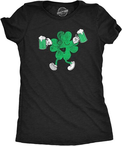 Womens Funny T Shirts Clover Drinking Sarcastic St Patricks Day Graphic Novelty Tee for Ladies in Saudi Arabia