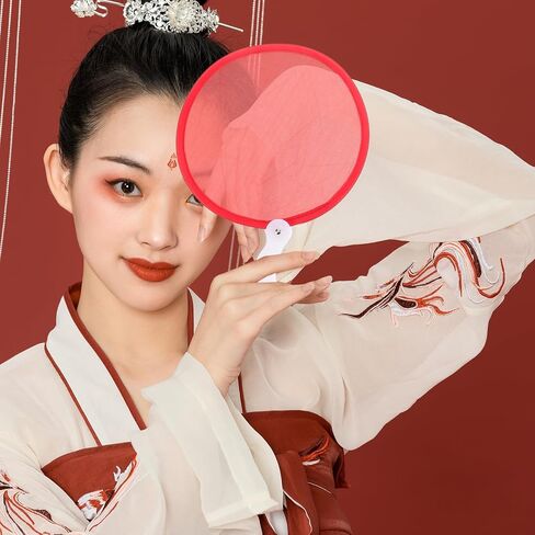 VOSAREA 4pcs Round Folding Fan Foldable Portable Handheld Fan Nylon Foldable Flying Disc Fans Colorful Sublimation Fans Folding DIY Blank Handheld Set for DIY Wedding Summer Party Favors in Saudi Arabia
