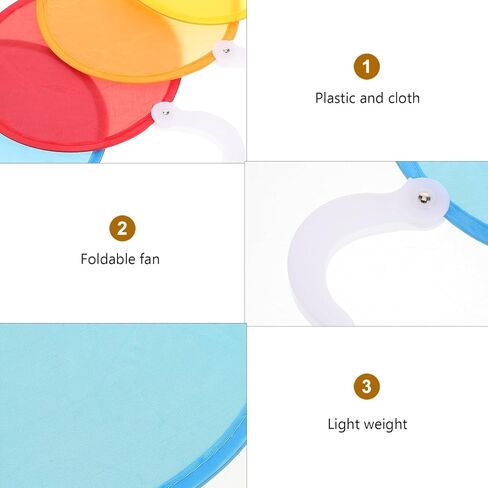 VOSAREA 4pcs Round Folding Fan Foldable Portable Handheld Fan Nylon Foldable Flying Disc Fans Colorful Sublimation Fans Folding DIY Blank Handheld Set for DIY Wedding Summer Party Favors in Saudi Arabia