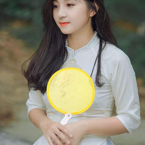 VOSAREA 4pcs Round Folding Fan Foldable Portable Handheld Fan Nylon Foldable Flying Disc Fans Colorful Sublimation Fans Folding DIY Blank Handheld Set for DIY Wedding Summer Party Favors in Saudi Arabia