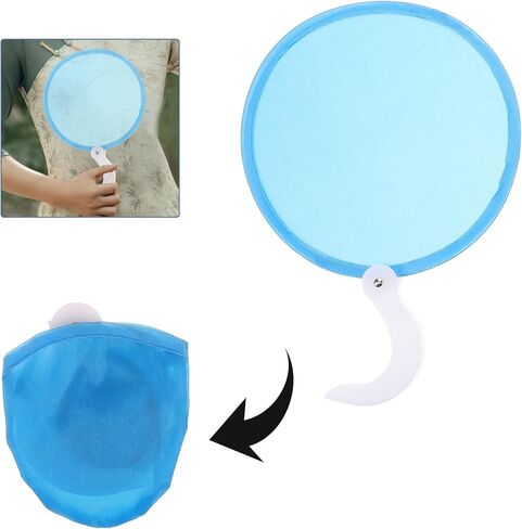 VOSAREA 4pcs Round Folding Fan Foldable Portable Handheld Fan Nylon Foldable Flying Disc Fans Colorful Sublimation Fans Folding DIY Blank Handheld Set for DIY Wedding Summer Party Favors in Saudi Arabia