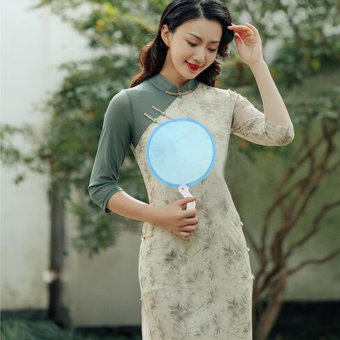 VOSAREA 4pcs Round Folding Fan Foldable Portable Handheld Fan Nylon Foldable Flying Disc Fans Colorful Sublimation Fans Folding DIY Blank Handheld Set for DIY Wedding Summer Party Favors in Saudi Arabia