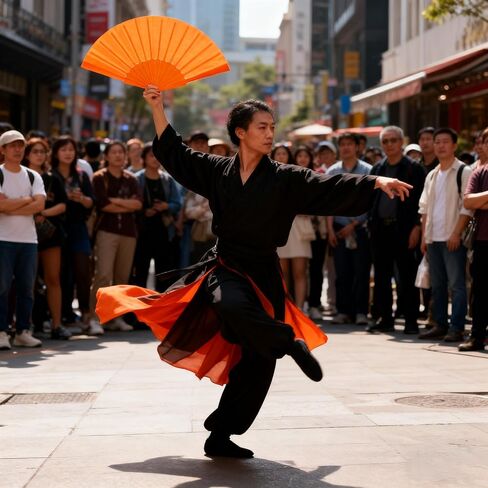 مراوح يد كبيرة قابلة للطي، مراوح للرقص الخطي، 2 حزمة مروحة يد صينية كونغ فو تاي تشي للرجال/النساء، مهرجان، رقص، هدية، أداء، ديكورات (أحمر، برتقالي) in Kuwait