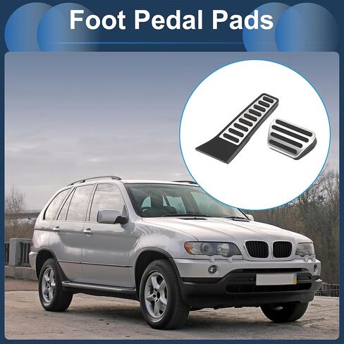 1 Set Automatic Foot Pedal Pads Foot Accelerator Pedal Covers for Range Rover L322 2003-2012 Aluminum Alloy Silver Tone in Saudi Arabia
