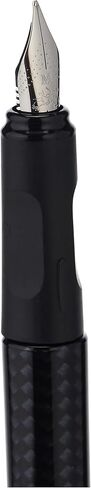Faber-Castell Fountain Pen Carbon Design Medium Nib + 6 Blue Ink Cartridges, SCHOOL+, 149809 in Saudi Arabia