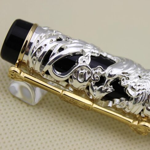 قلم حبر Gullor المتقدم Jinhao Chinese Dragon برونزي أبيض مع قلم هدية أسود ثقيل in Saudi Arabia