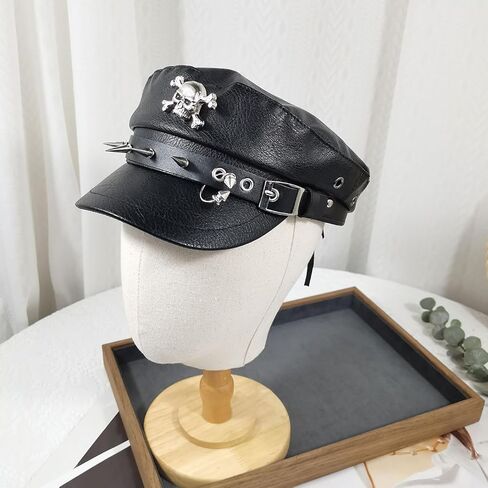 قبعة بانك البحرية - قبعة بيسبول على شكل جمجمة للنساء مع قلادتين باللون الأسود in Kuwait