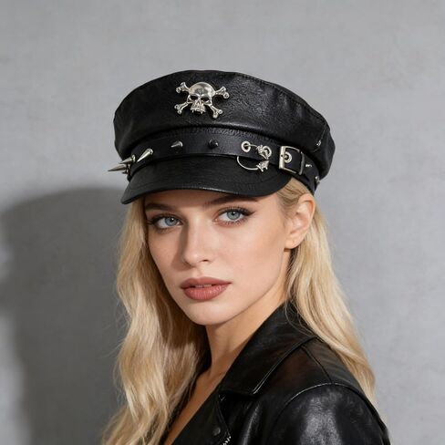قبعة بانك البحرية - قبعة بيسبول على شكل جمجمة للنساء مع قلادتين باللون الأسود in Kuwait