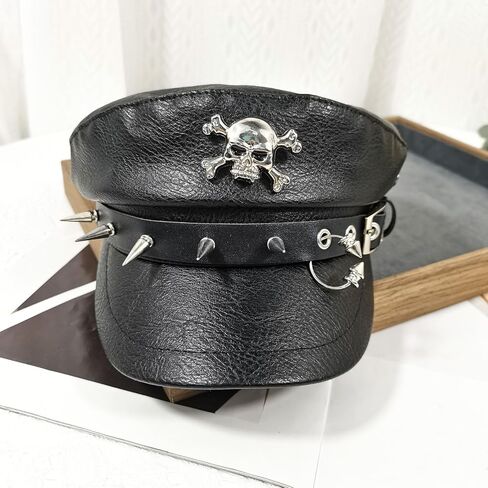 قبعة بانك البحرية - قبعة بيسبول على شكل جمجمة للنساء مع قلادتين باللون الأسود in Kuwait