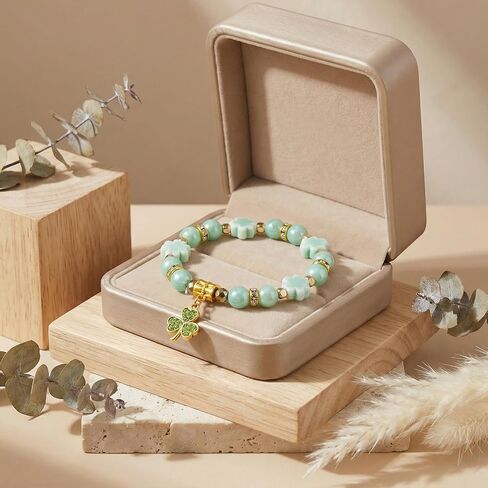 St Patricks Day Clover Bracelets For Women Irish Gifts For Women Stretch Green Beaded Bracelet Luck Leaf Shamrock Charm Blessing Shamrock Decor For Friends Irish Beaded Jewelry Gift in Saudi Arabia