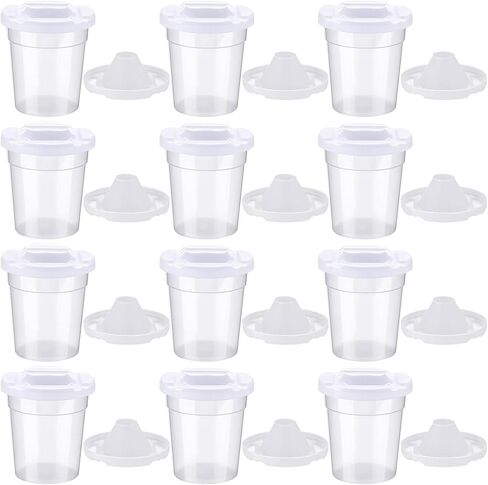 SiliFine 12 Packs No Spill Paint Cups with Lids for Kids Reusable Spill Proof Paint Cups for Classroom Arts Crafts Supplies in Kuwait