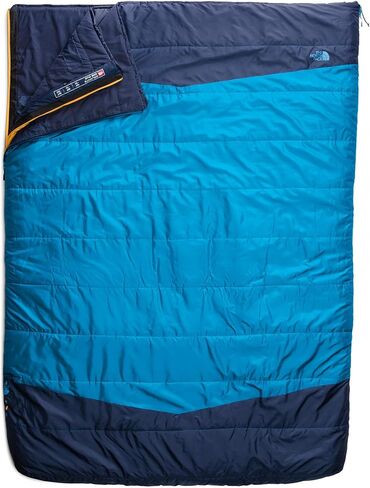 THE NORTH FACE Dolomite One 15F / -9C، كيس نوم معزول للتخييم 3 في 1 لشخصين، أزرق فاتح/أصفر مشع، NPF، طويل in Kuwait